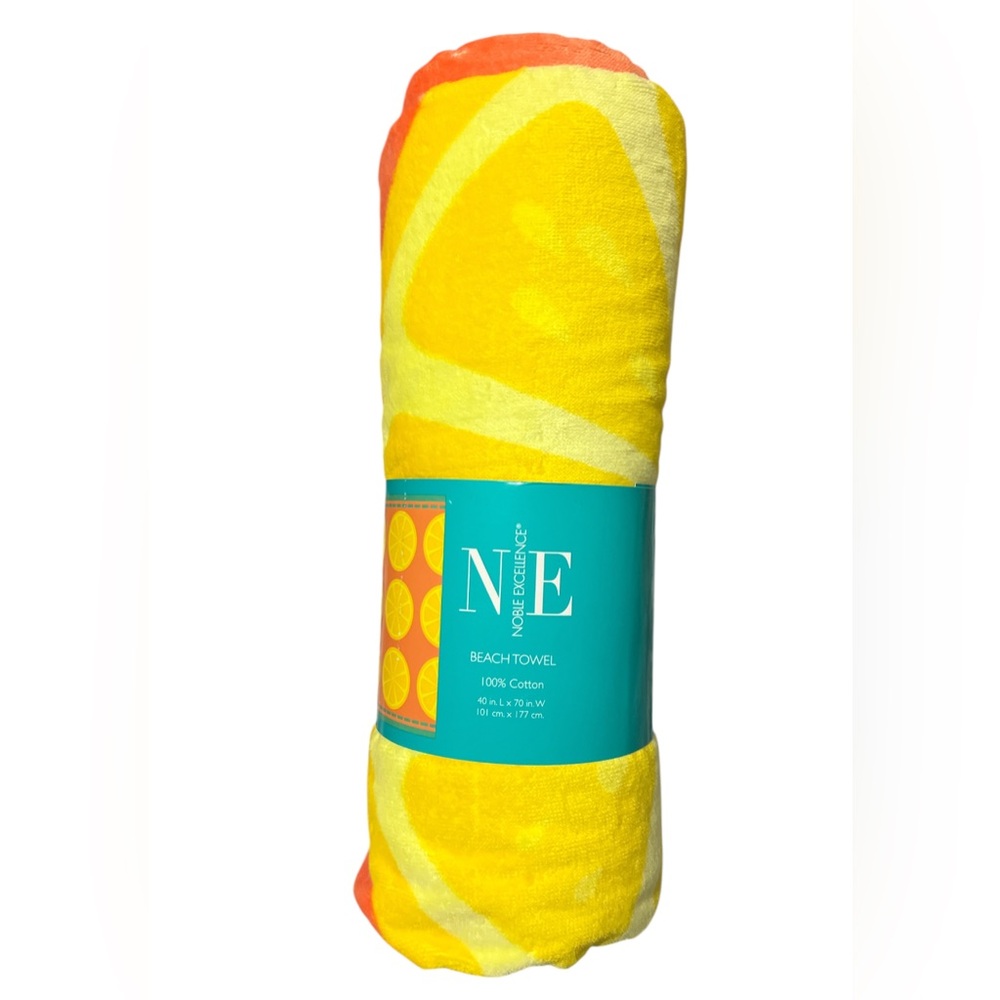 NEW  Noble Excellence Lemon Beach Towel Cotton Yellow 40x70in